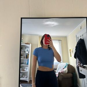 Blue asymmetrical crop top